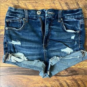 American Eagle Outfitters Blue Distressed Jean Shorts